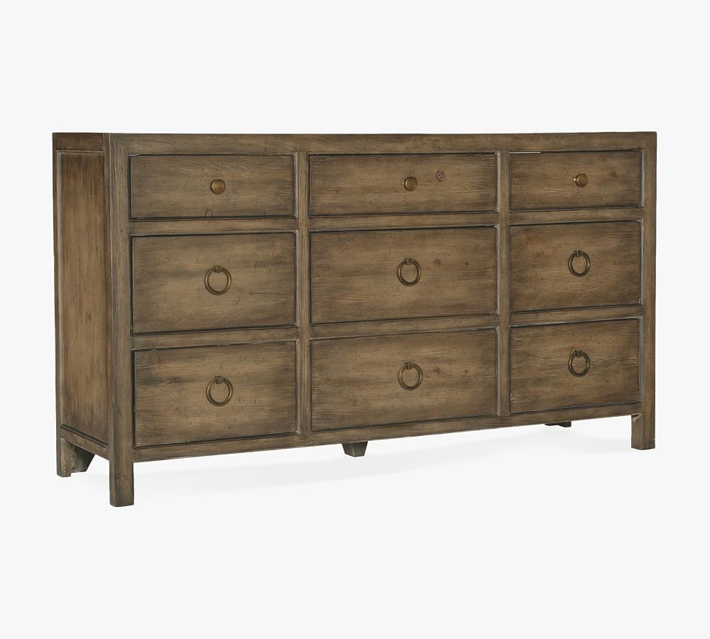 Malibu Coastal 9-Drawer Wood Dresser with Antique Bronze Pulls