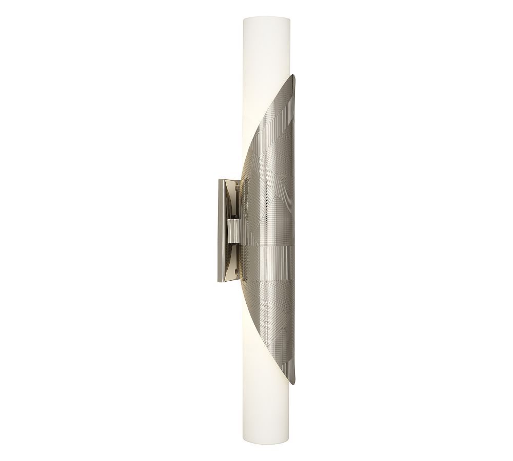 Elegance Polished Nickel Cylinder Sconce with Frosted Glass
