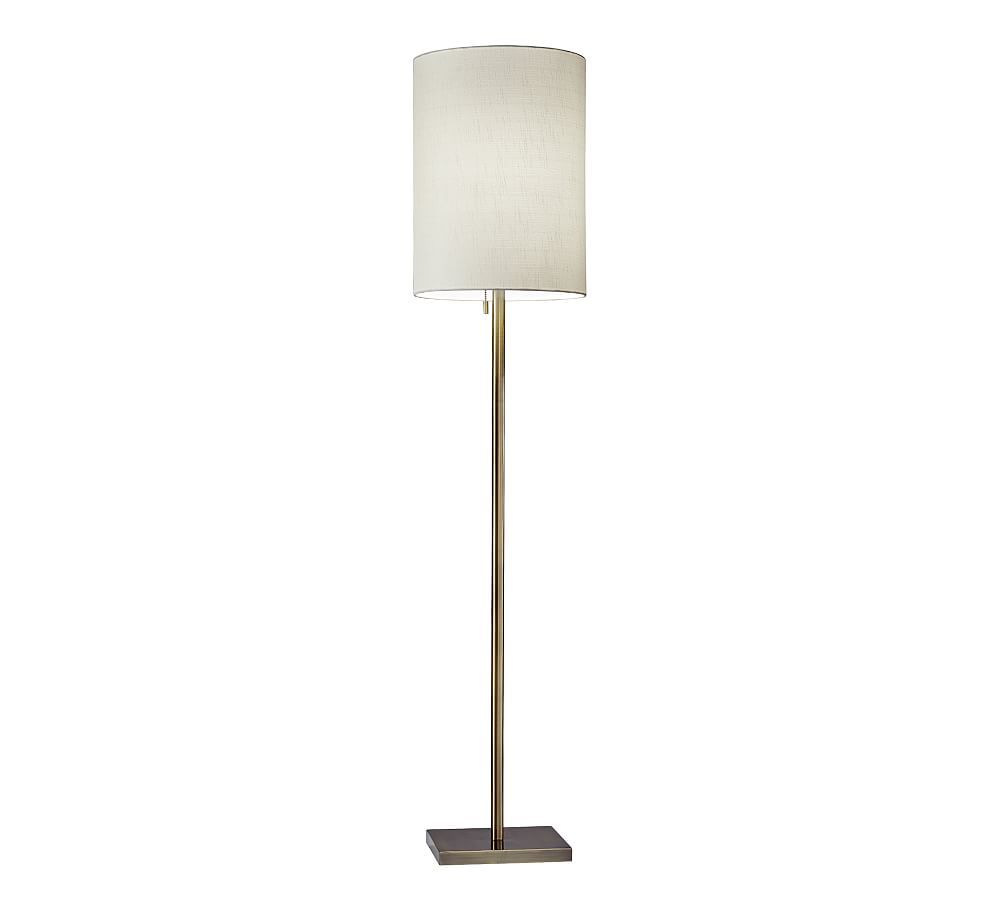 Elegant Antique Brass 60'' Floor Lamp with Beige Textured Shade