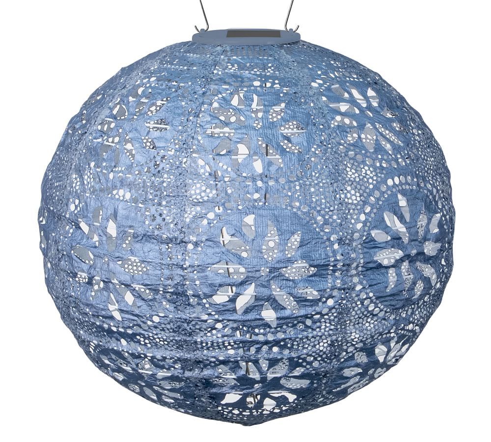 Boho Globe 12'' Metallic Blue Solar LED Outdoor Lantern