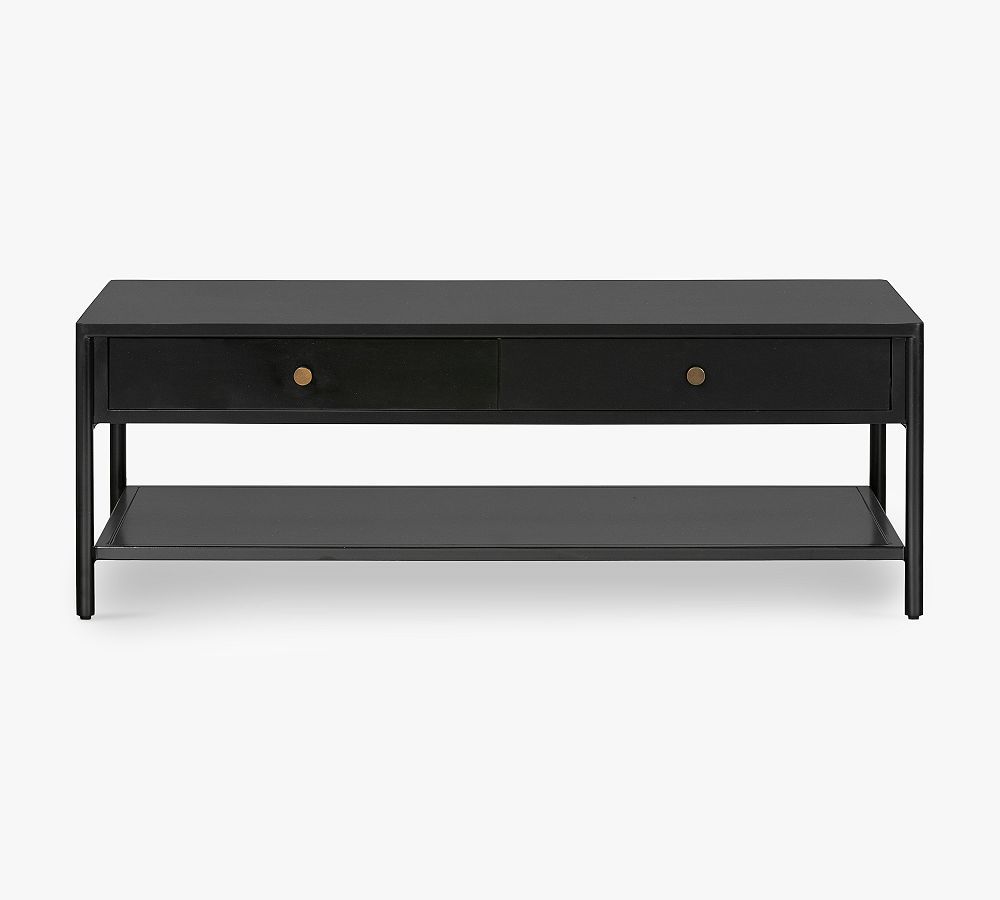 Contemporary Modern Black Iron Coffee Table with Storage