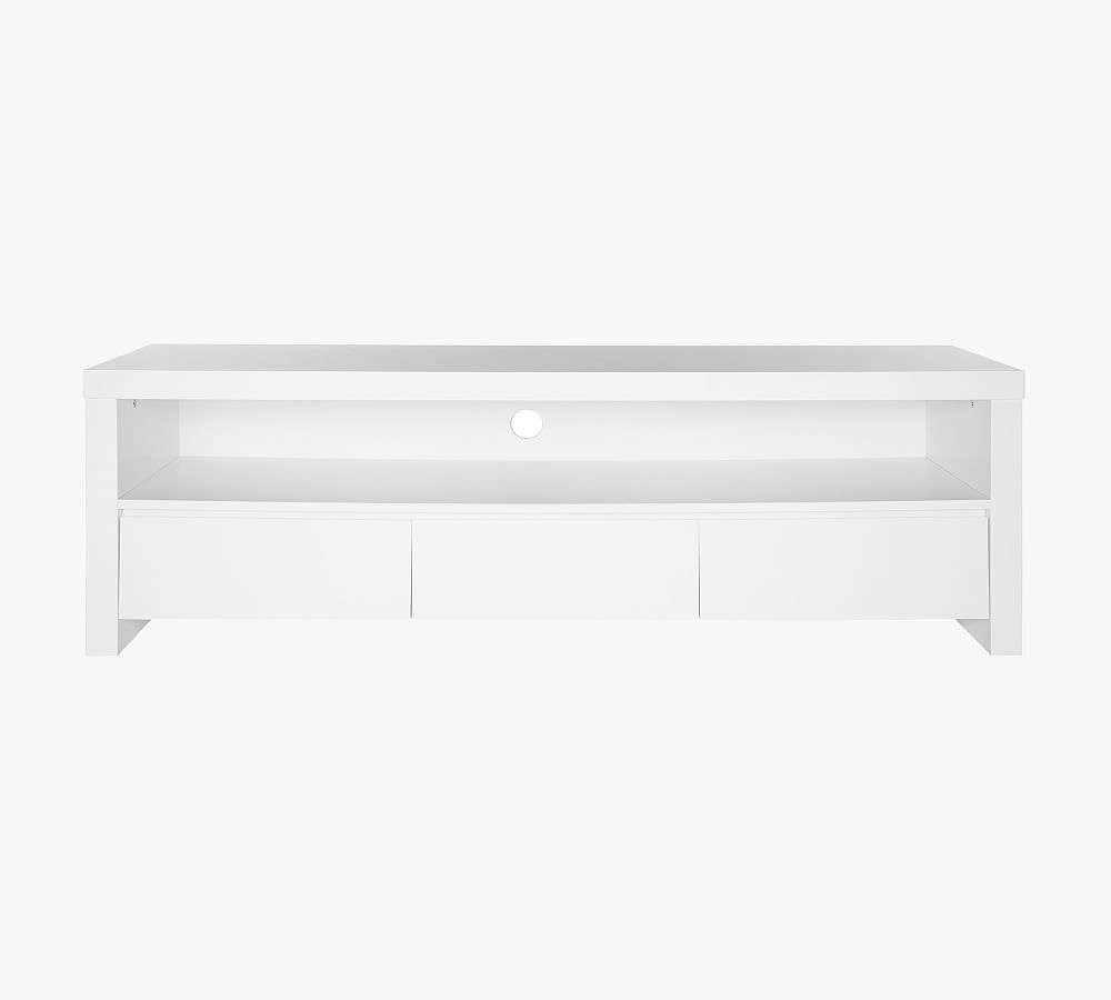 Arcadia Matte White Media Console with Cabinet and Shelf