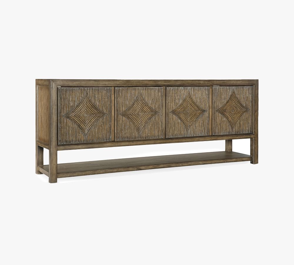 Anders Coastal Wood Reeded 80'' Media Console with Diamond Motifs