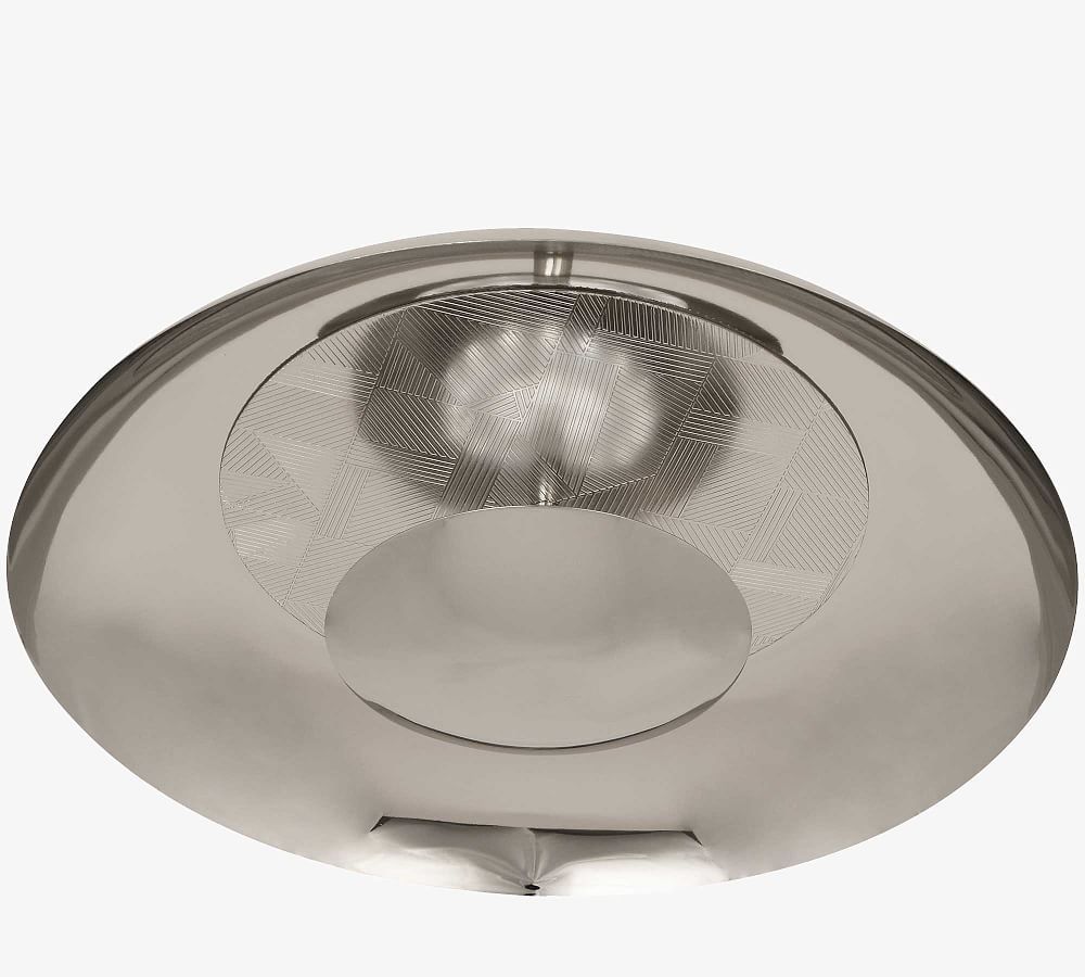 Brut Polished Nickel LED Flush Mount, Indoor/Outdoor