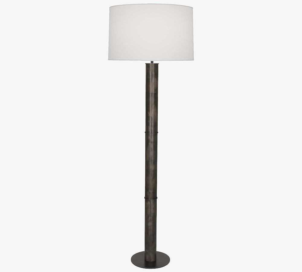 Deane Sleek Metal Floor Lamp in Deep Patina Bronze with White Shade