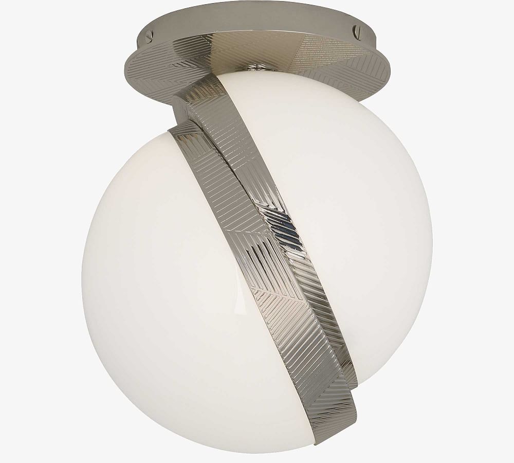 Contemporary Polished Nickel LED Globe Flush Mount