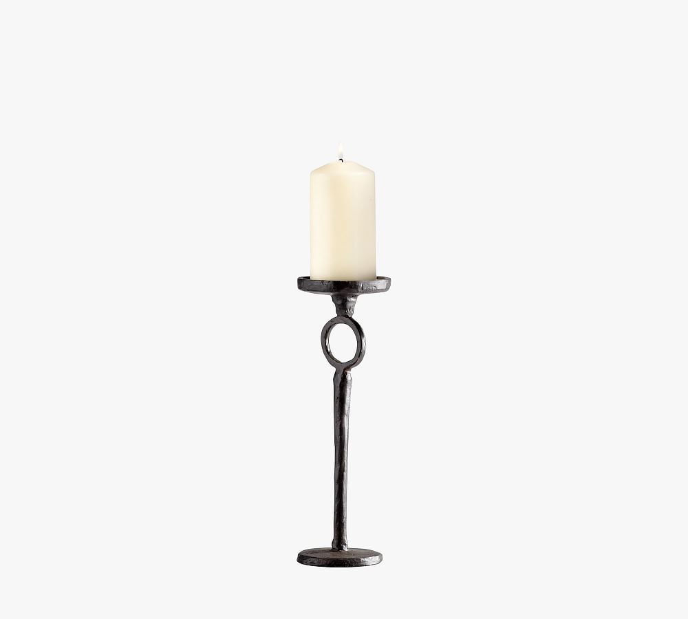 Duke 13'' Black Iron Contemporary Candelabra with Rust Finish