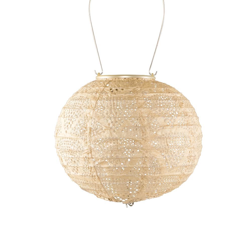 Luminous Pearl Wave 14.5" Tyvek Solar Hanging Lantern