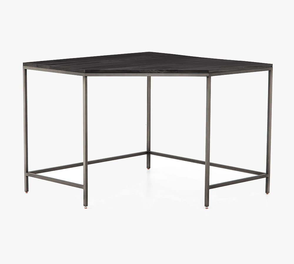 Fulton Corner Modular Desk in Black Wash Poplar and Iron