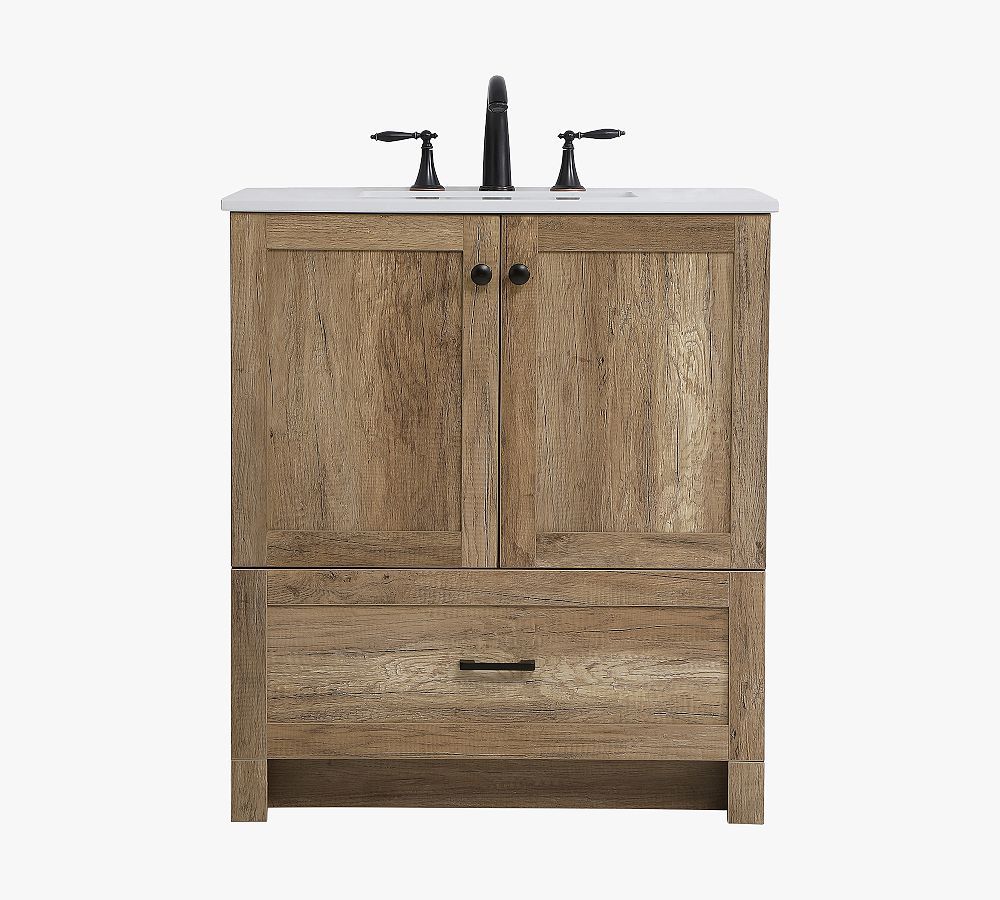 Natural Oak 30" Single Sink Vanity with Porcelain Top