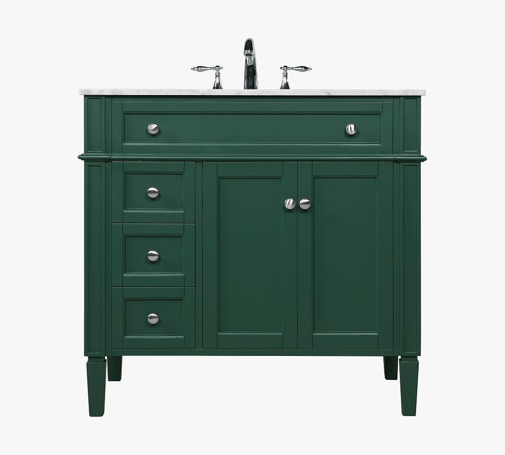 Green 36" Single Sink Vanity with Carrara Marble Top