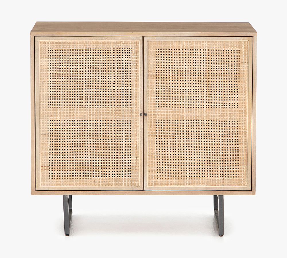 Carmel Natural Mango Wood and Iron 35" Accent Cabinet