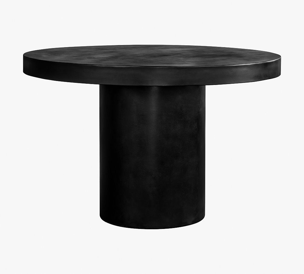 Black Concrete Round Outdoor Dining Table, 47"