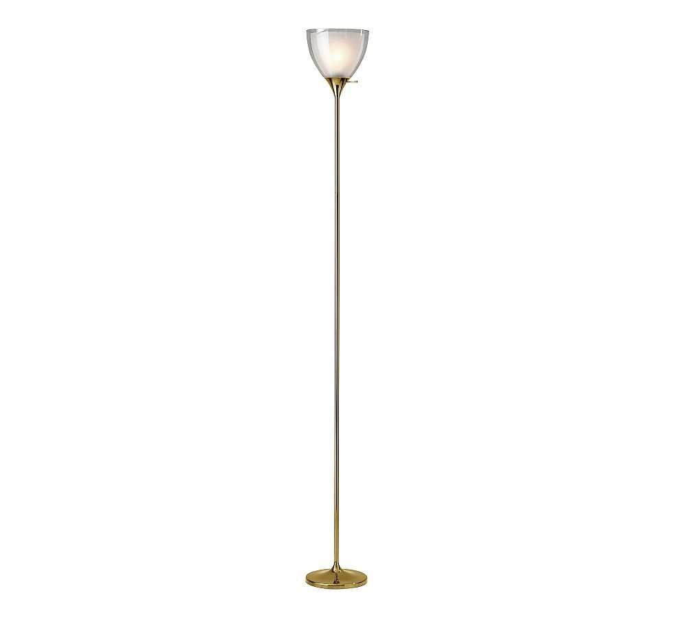 Presley 72'' Shiny Gold Modern Torchiere Floor Lamp with 3-Way Switch