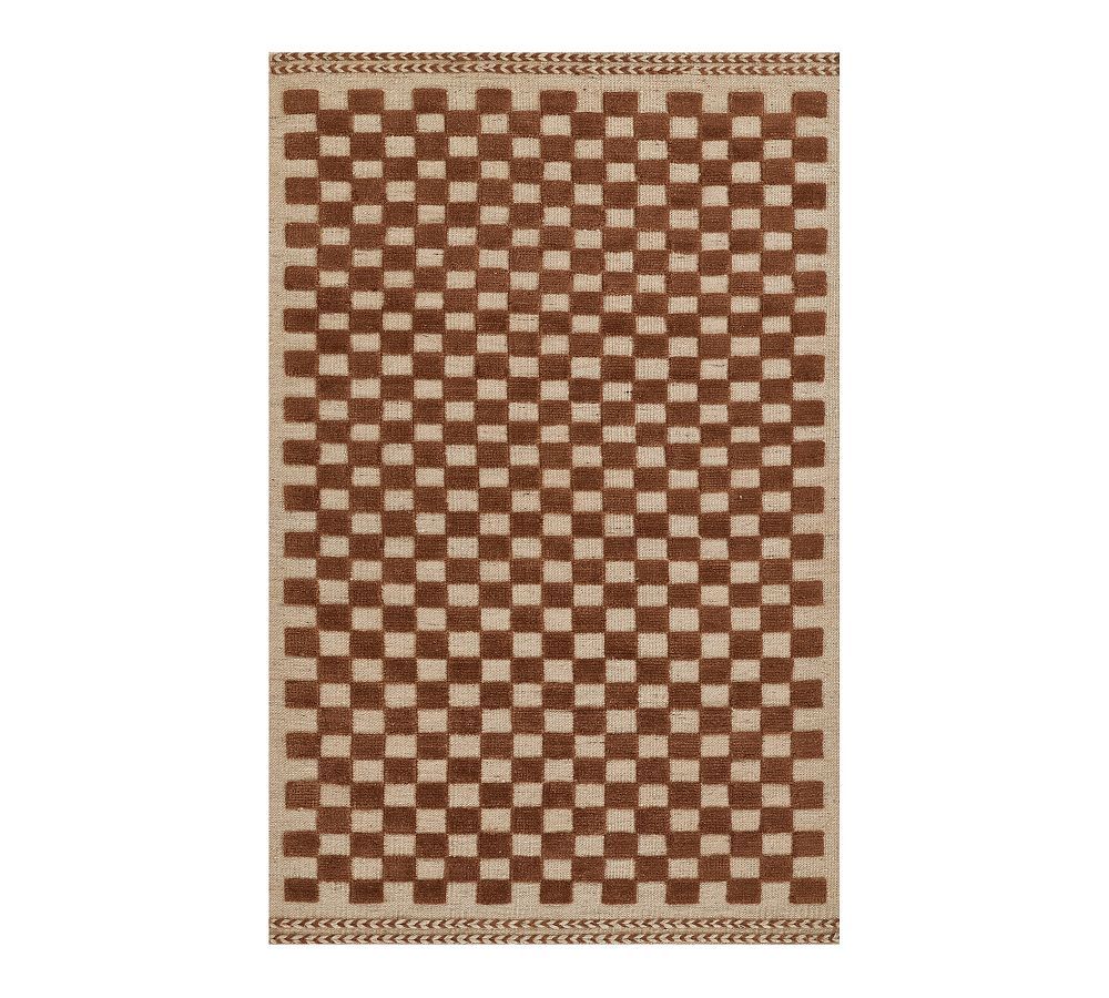 Oletta Brown and Beige Handwoven Wool Stripe Rug