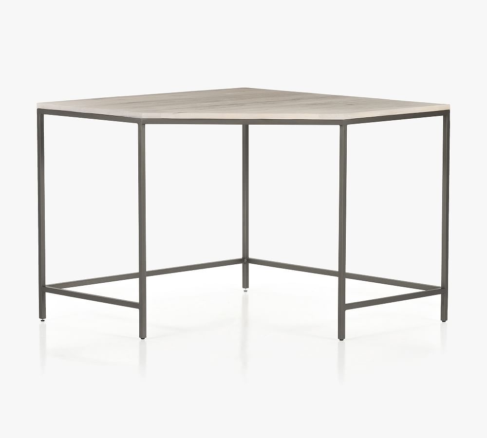 Dove Poplar and Iron Midcentury Corner Desk