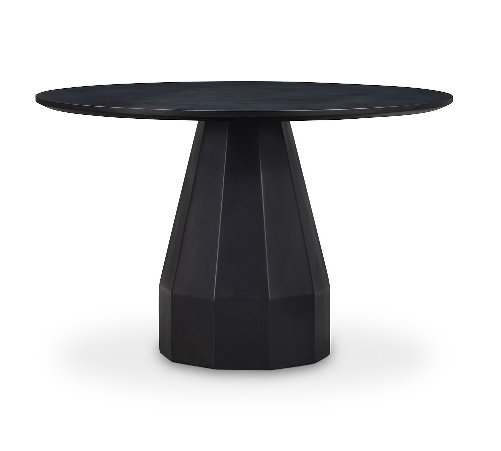 Aldora Black Concrete Round Outdoor Dining Table (47")