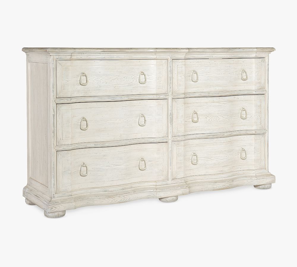 Corrine Serpentine Silhouette 6-Drawer Warm Wood Dresser
