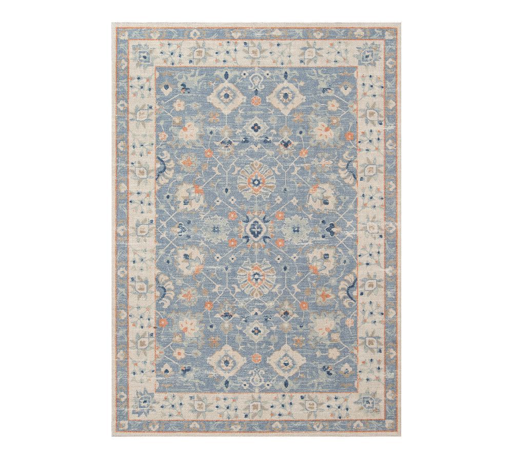 Serene Medallion 63'' Blue Wool Blend Rectangular Area Rug