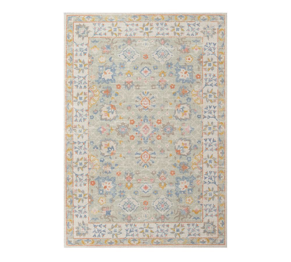 Seraphina Light Blue Medallion Tufted Wool 8' x 10' Area Rug