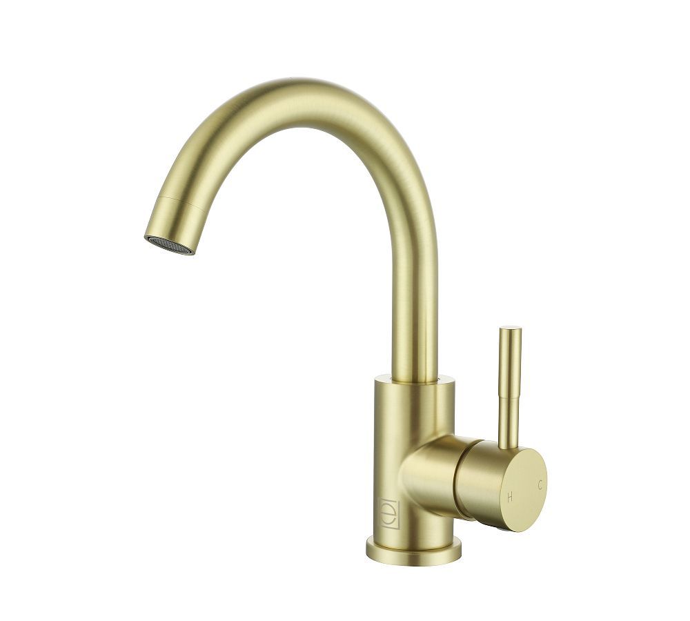 Brushed Gold Single Handle Bathroom Faucet with Swivel Spout