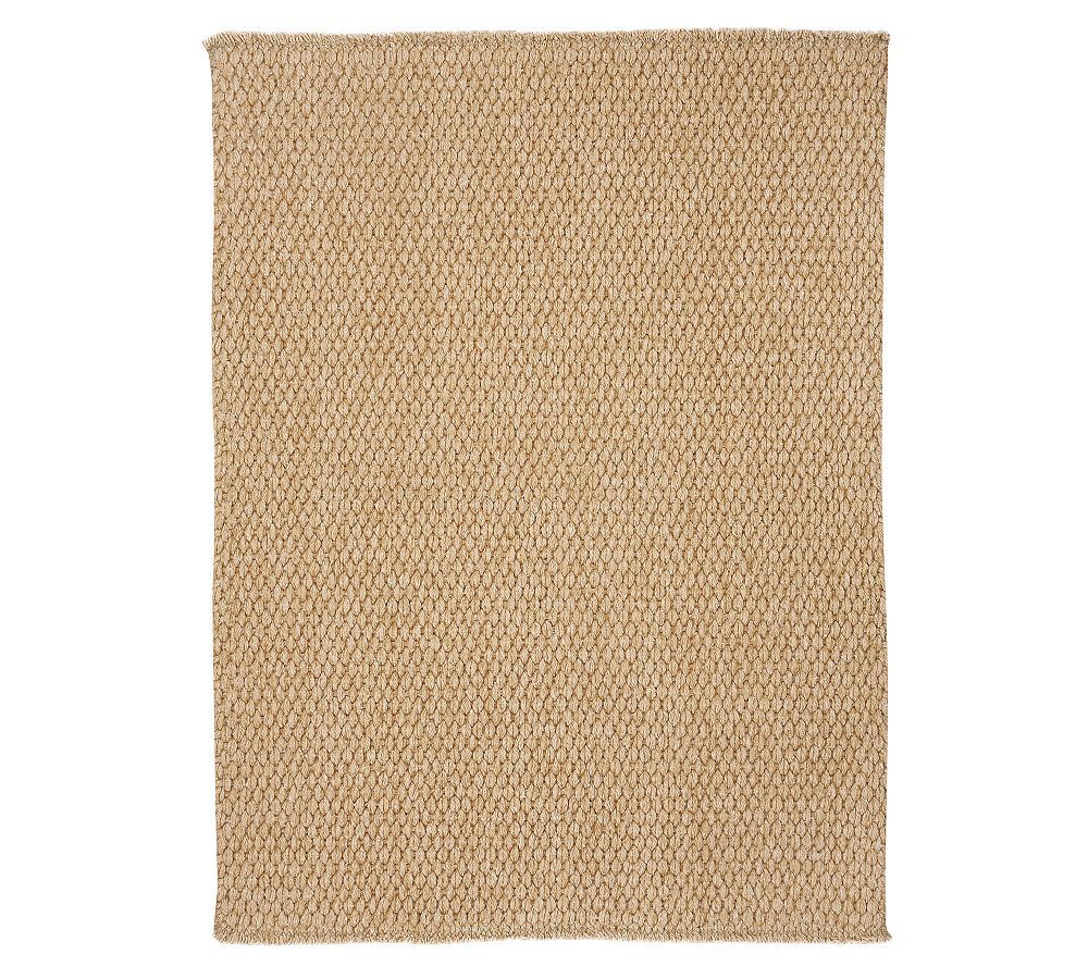 Natural Beige Handwoven Wool and Synthetic Flatweave Rug, 5' x 8'