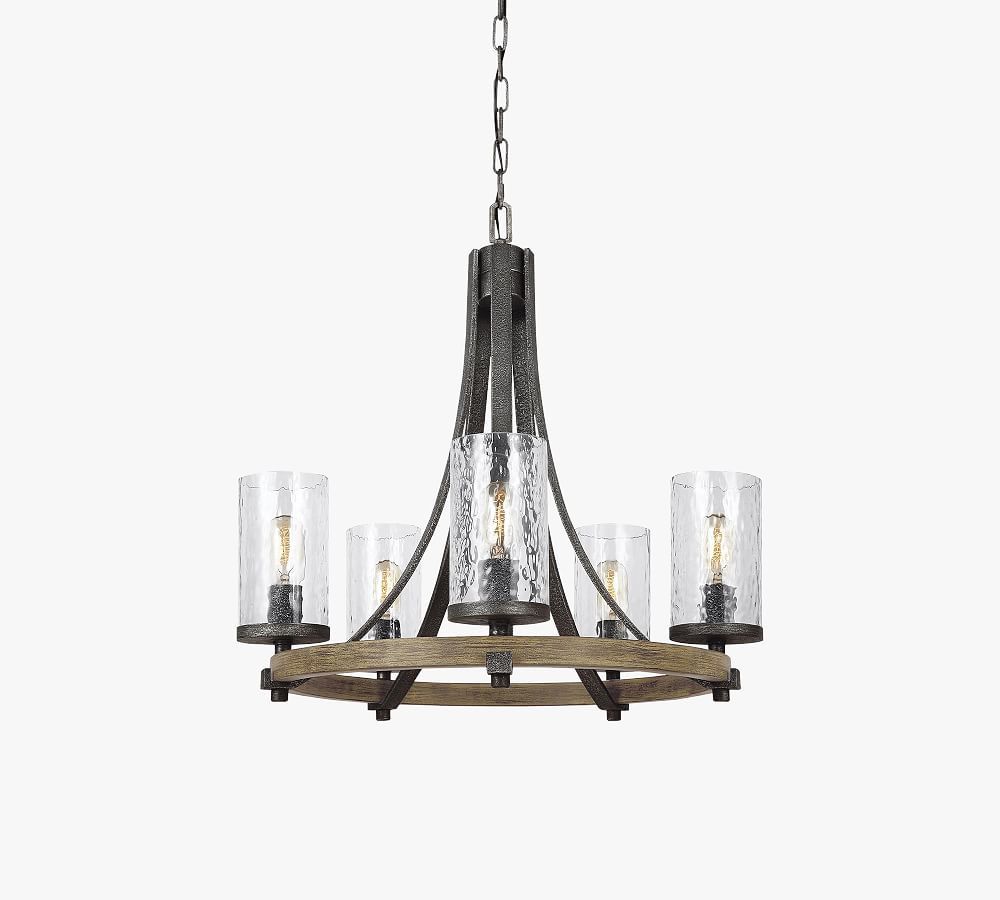 Angelo Distressed Oak & Slate Grey 5-Light Chandelier