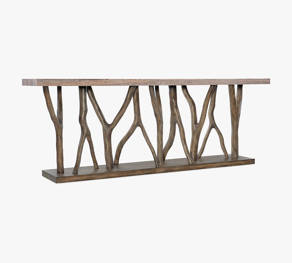 Sundance Dark Wood and Stone Veneer Console Table with Storage