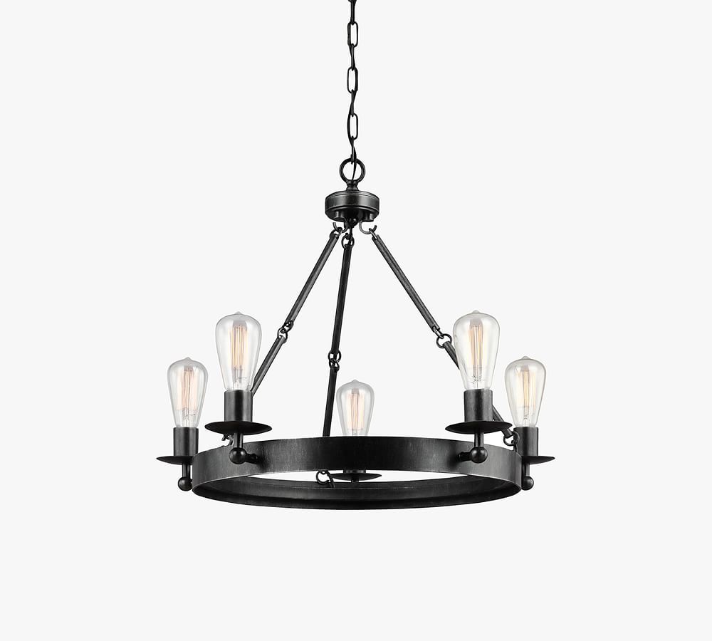 Stardust Finish 5-Light Chandelier with Clear Beveled Shade