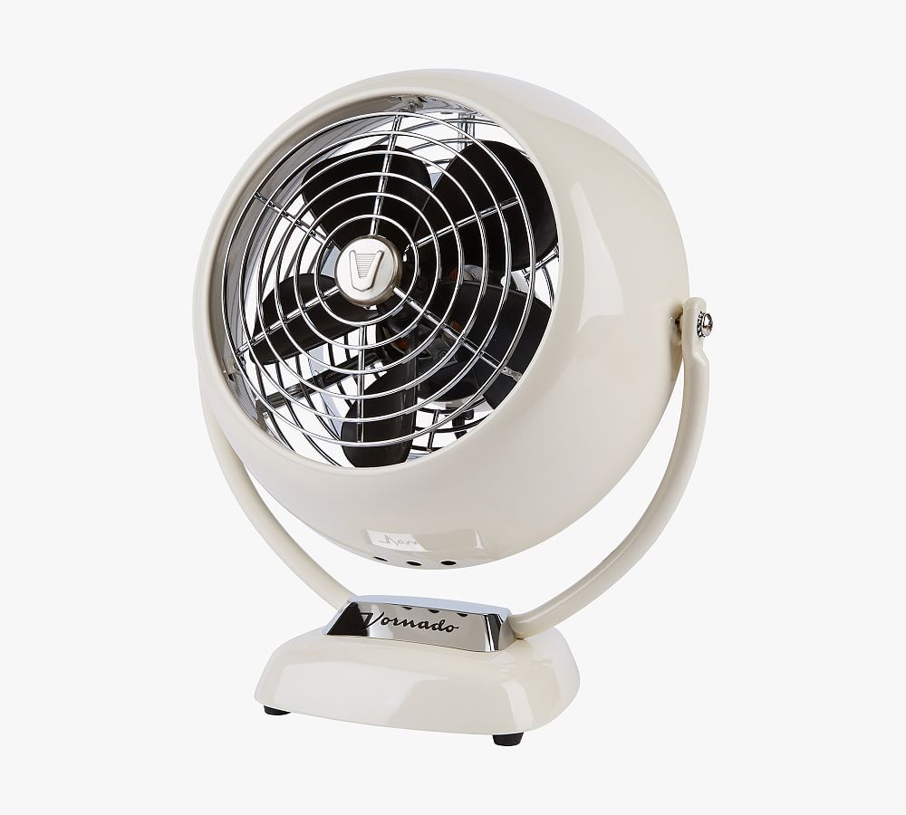 Vintage White 7.4" VFAN Air Circulator with 3-Speed Metal Floor Fan