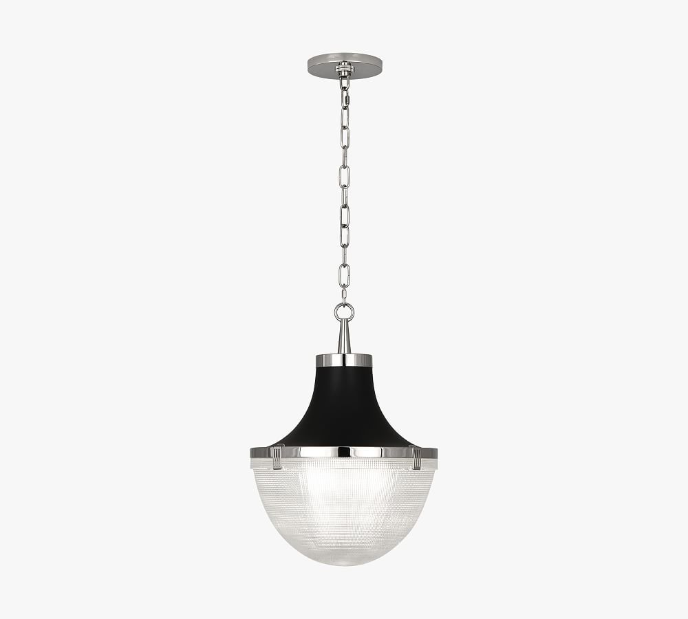 Contemporary Indoor/Outdoor Polished Nickel Glass Bowl Pendant