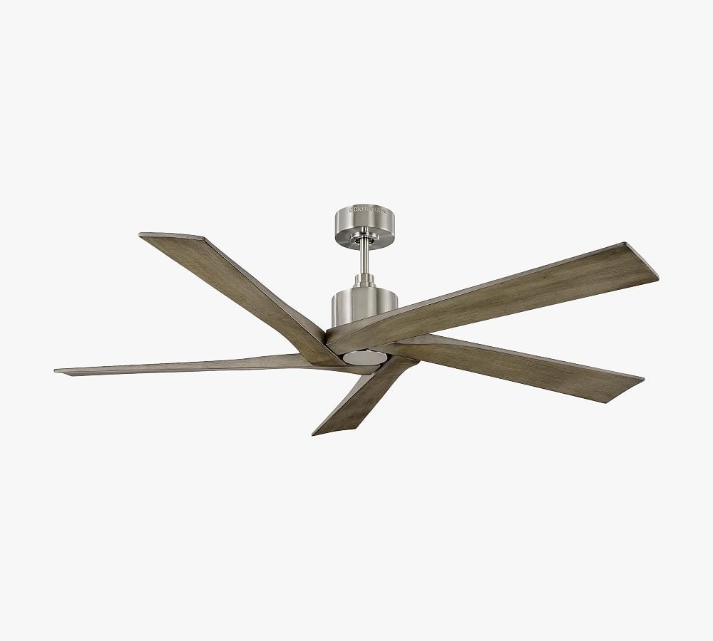 Aspen 70" Brushed Steel Ceiling Fan with Grey Weather Oak Blades