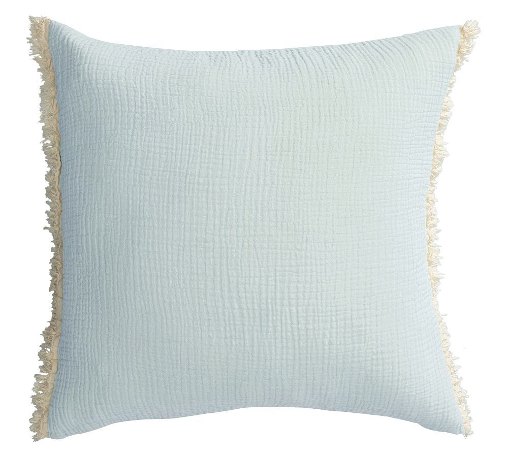 Seafoam Turkish Cotton Fringe Pillow with Feather Fill