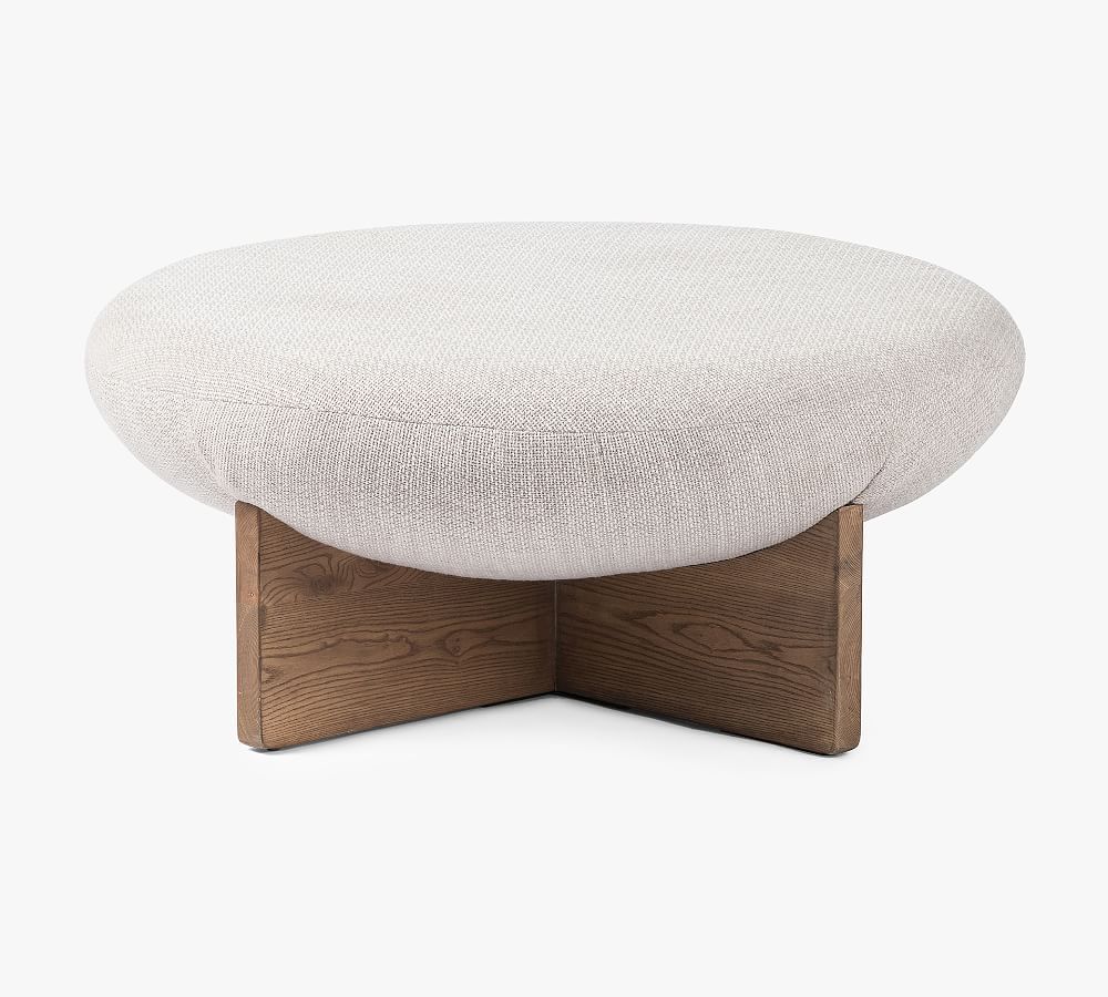 Contemporary White Hemispherical 39" Round Ottoman