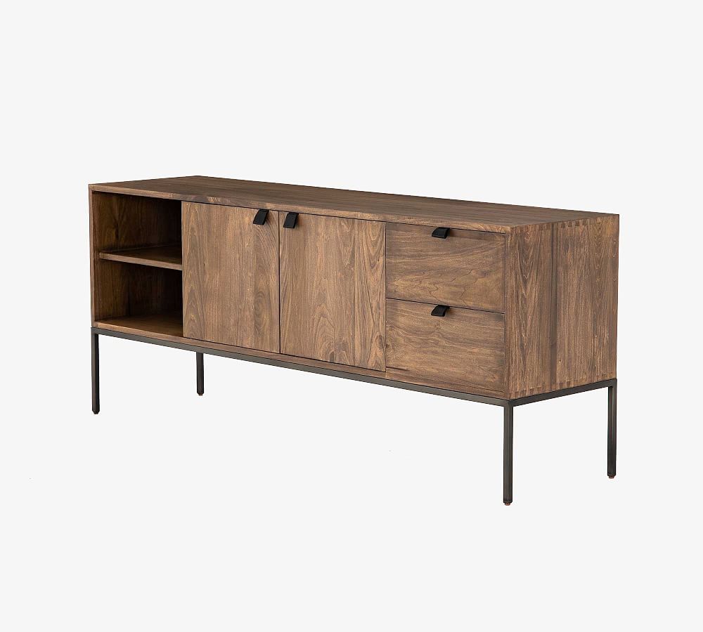 Graham 69'' Auburn Poplar Media Console with Leather Pulls