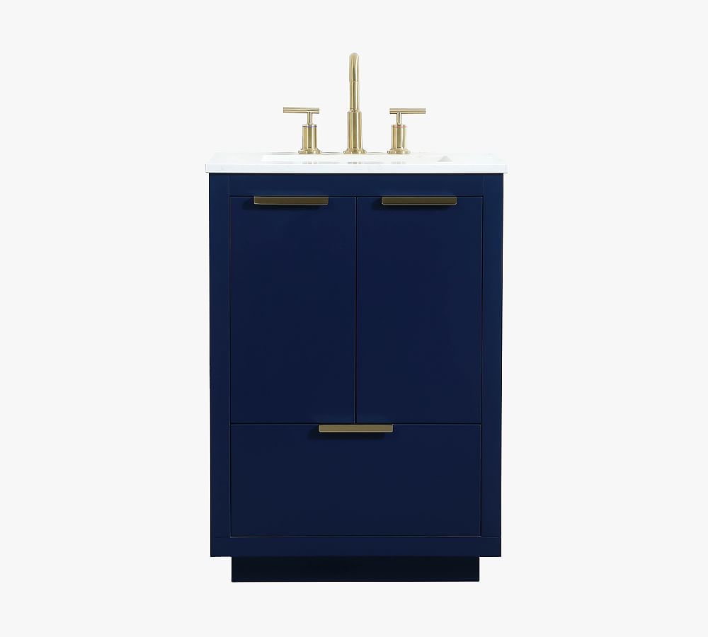 Blake 24" Blue MDF Single Sink Vanity with Gold Pulls
