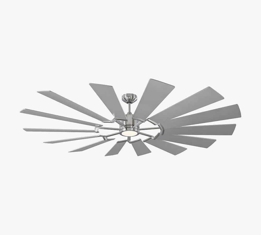 Prairie Grand 72" Brushed Steel LED Ceiling Fan with Washed Oak Blades