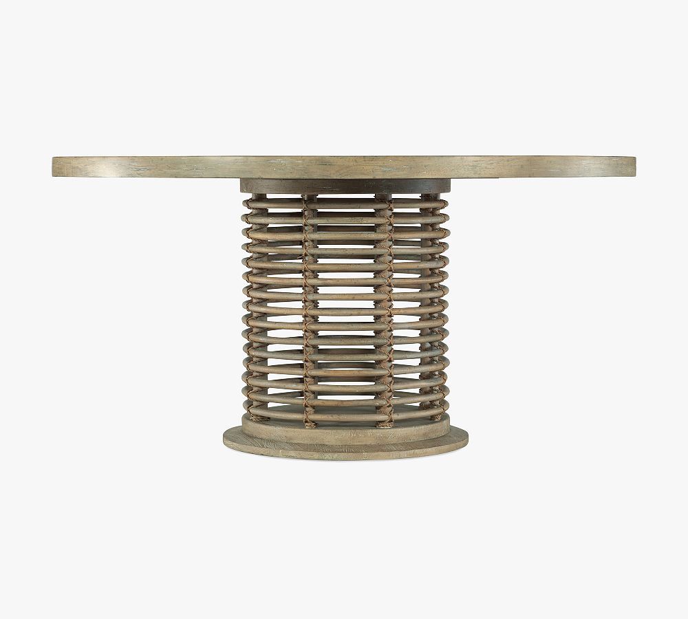 Anders Beach-Inspired Round Reclaimed Wood & Cane Dining Table