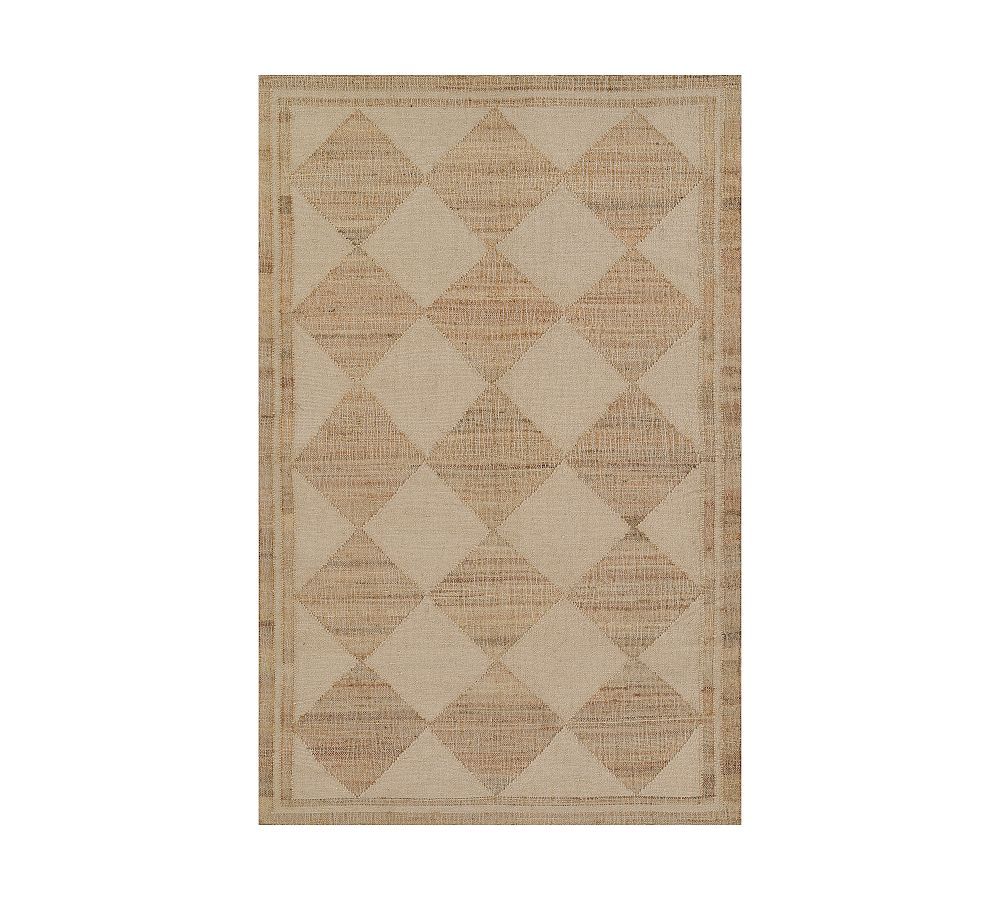 Ivory Diamond Handwoven Wool and Jute Rug, 2'3" x 8'