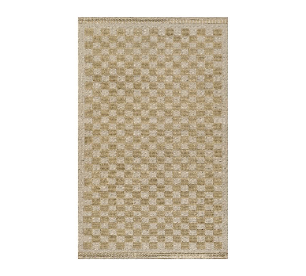 Beige Handwoven Wool Rectangular Rug, 8' x 10'
