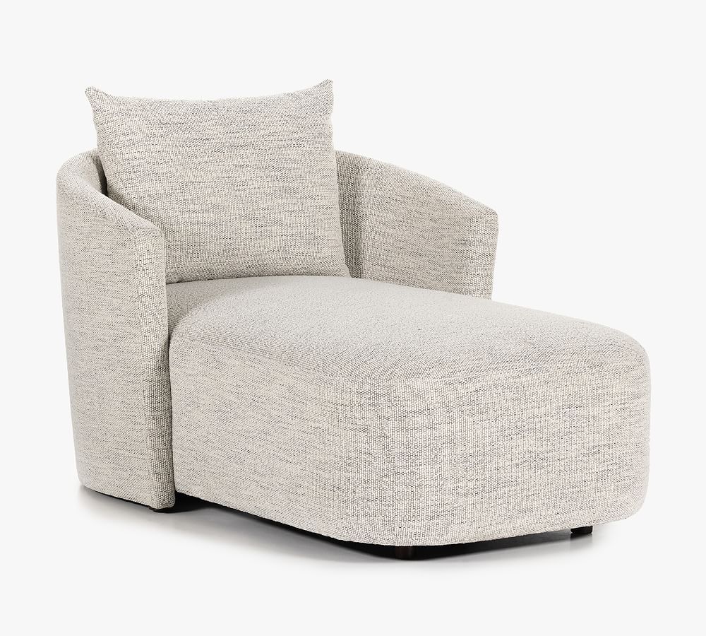 Merino Cotton Upholstered Chaise Lounge with Curved Back