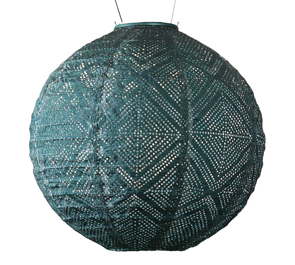 Stella Boho Solar-Powered Outdoor Lantern, 12" Matte Ink