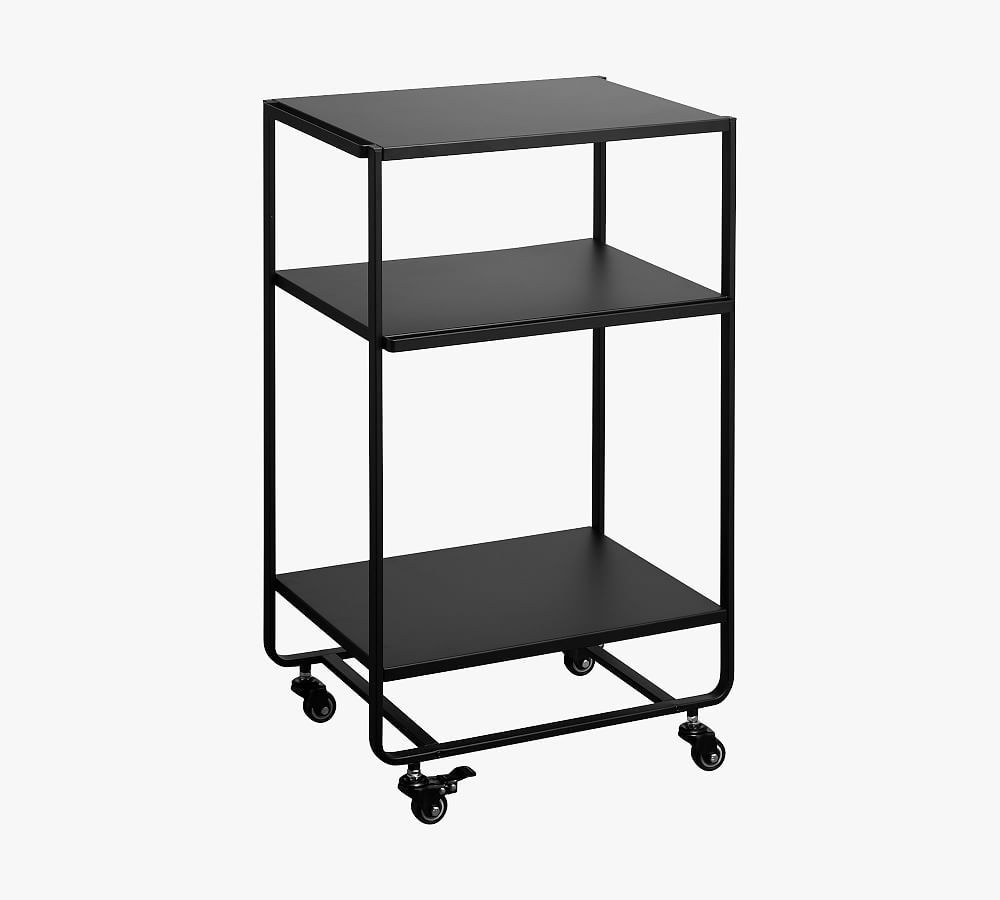 Elegant Black Steel 3-Tier Kitchen Cart with Lockable Wheels