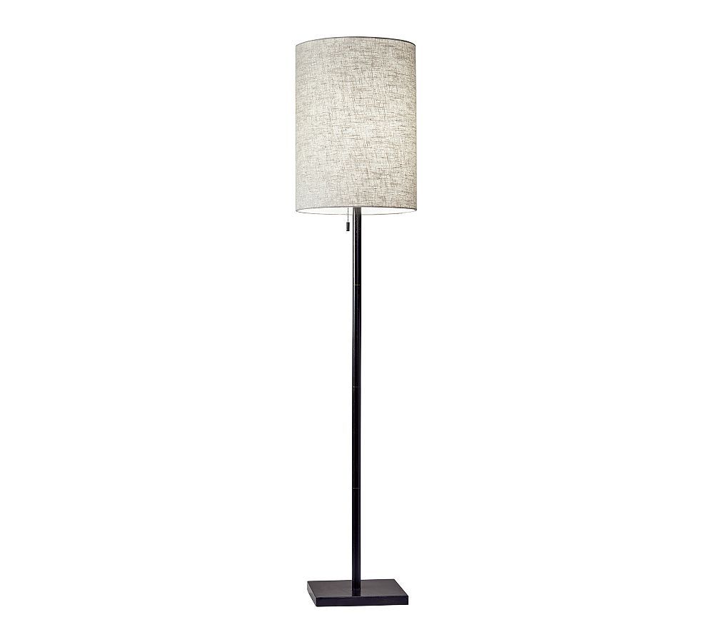 Bronze Metal Floor Lamp with Natural Linen Shade