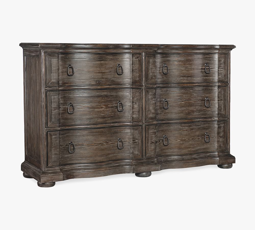 Corrine Serpentine Silhouette 6-Drawer Warm Wood Dresser