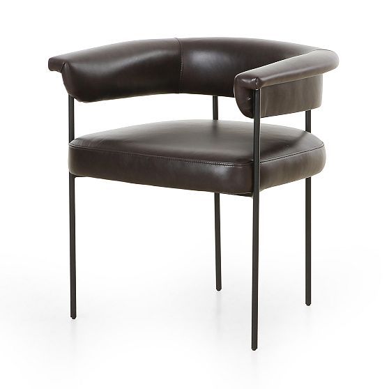 Sonoma Black Upholstered Leather Arm Chair with Matte Black Metal Legs