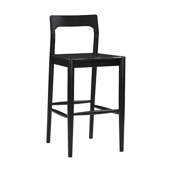 Adjustable Black Oak Bar Stool with Semi-Gloss Finish