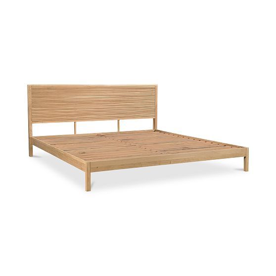 Oakwood King-Size Bed with Slatted Wood Headboard