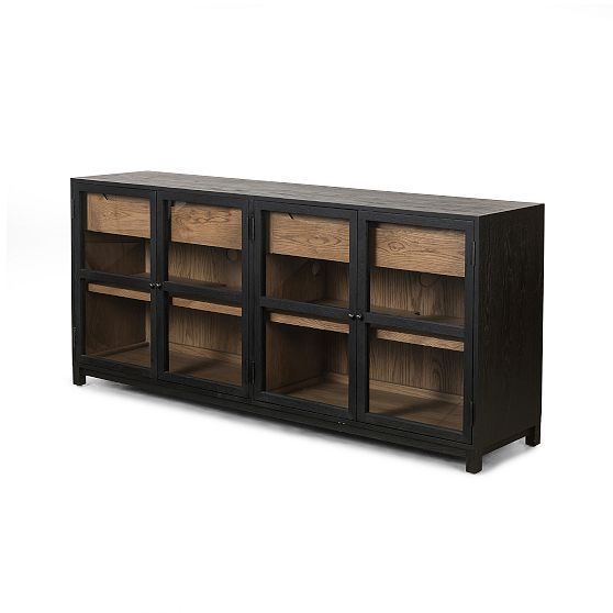 Millie Contemporary 78'' Matte Black Oak Sideboard