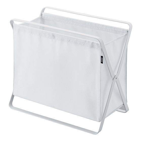Compact White Steel Collapsible Frame Laundry Hamper